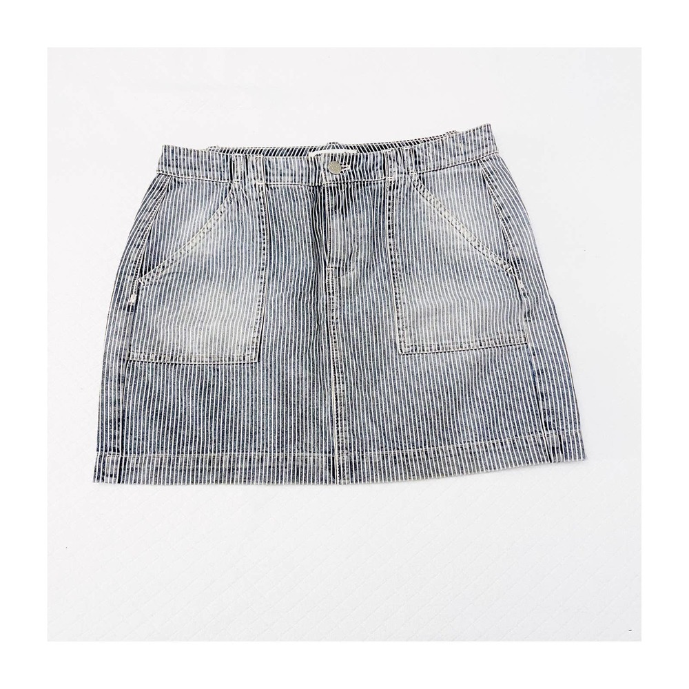 Madewell PinstrIped Mini Skirt Blue Denim Jeans SZ6